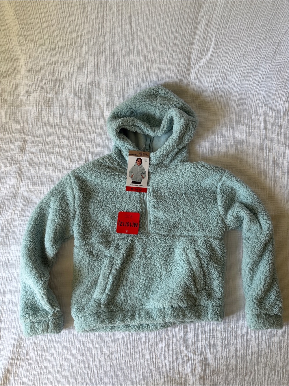 Mondetta Plush Hooded Sherpa Pullover - Light Blue